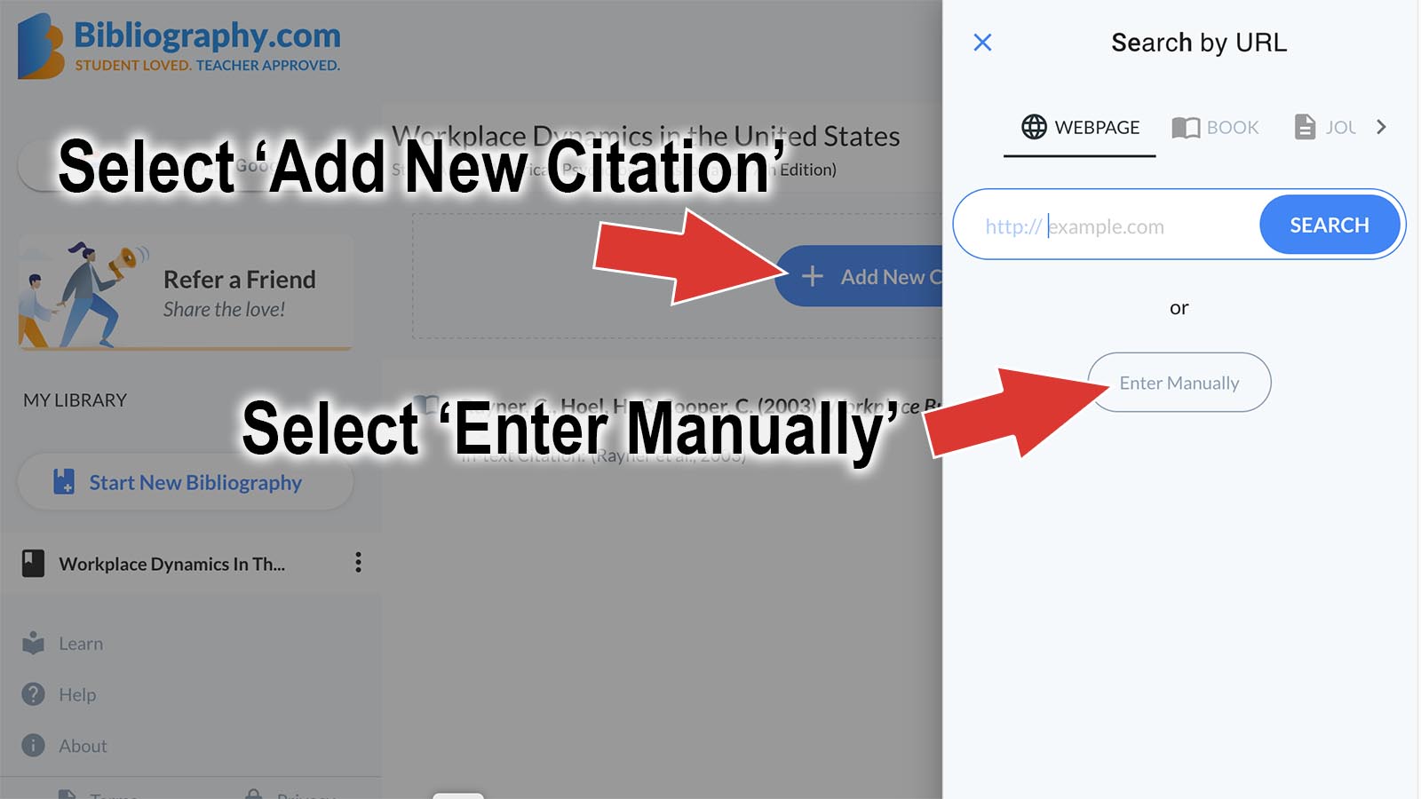 directions for manual citation generator