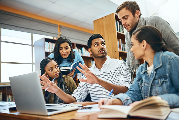 Students library learning Chicago/Turabian Author-Date Citation Elements