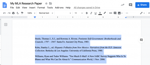 Hanging Indents in Google Docs or Word (Made Easy) | Bibliography.com