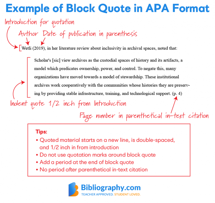 APA Block Quote Format Bibliography