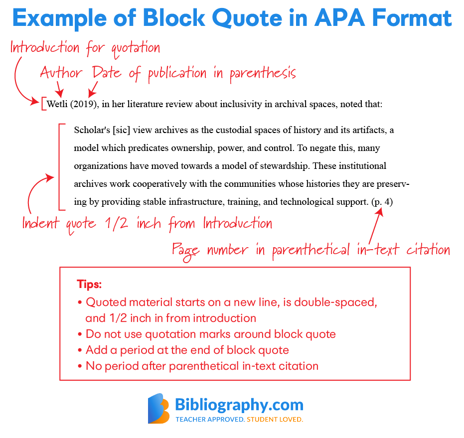 example APA block quote