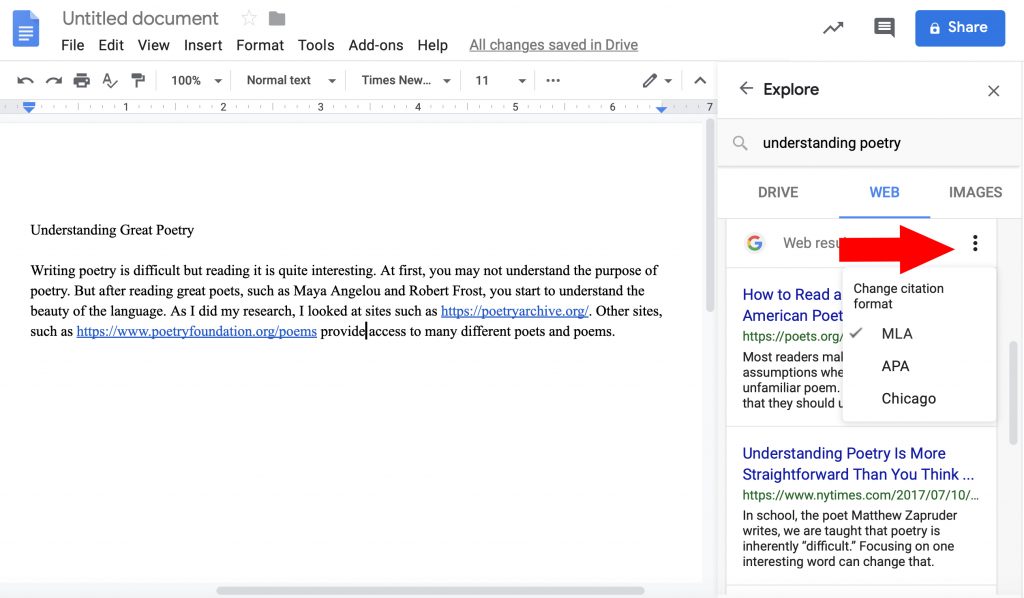 google docs footnotes