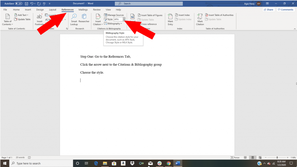 how to add a reference in word onedrive