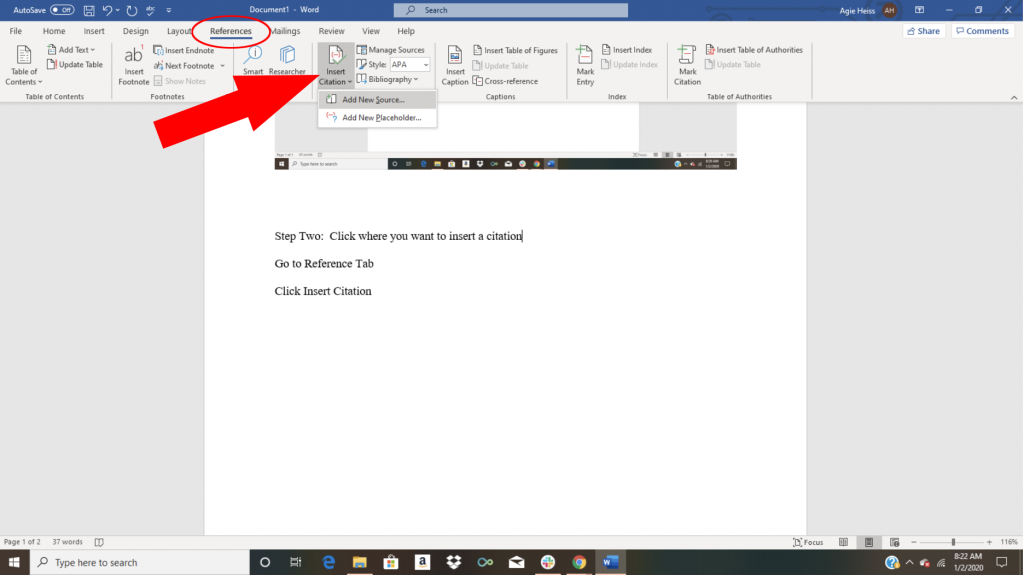 how to insert a citation in word for mac