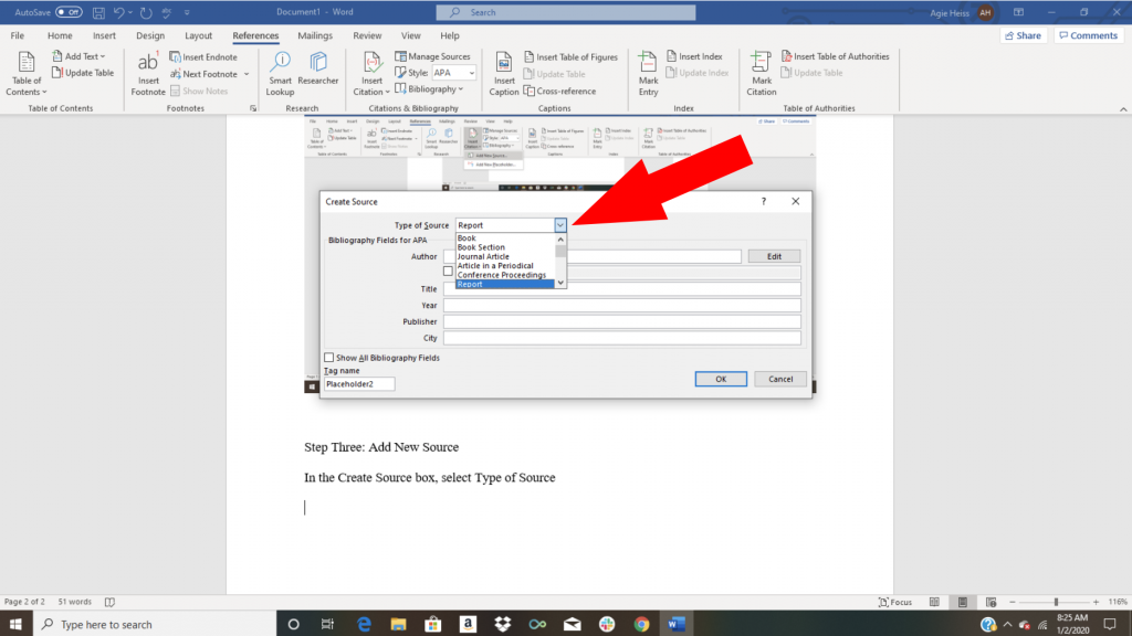 how to insert a citation in microsoft word 2013