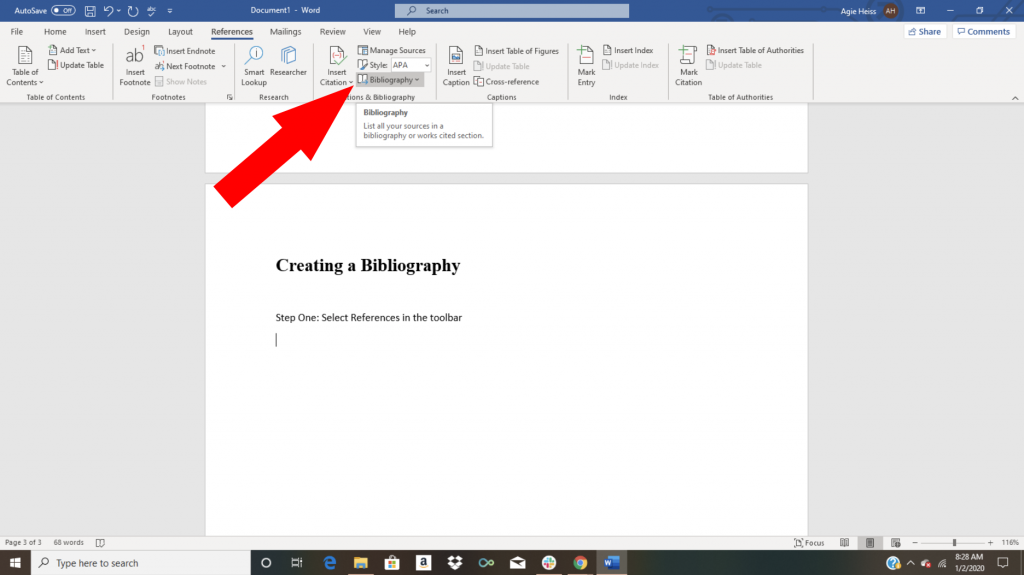 2016 Microsoft Word Bibliography Tool