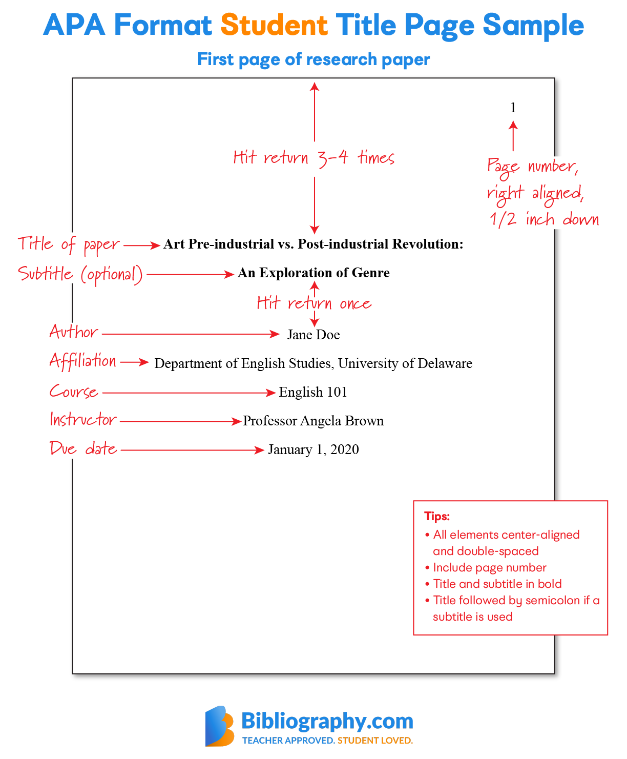 Apa Format Paper Title Page Lasopadance   APA Student Title Page Example 