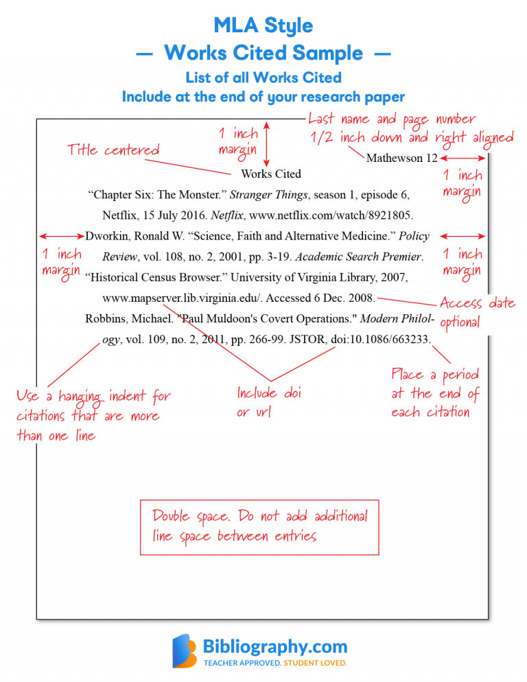 work cited in research paper example